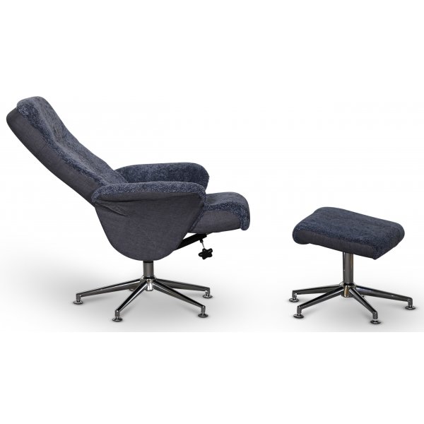Times fårskinnsfåtölj med fotpall (Recliner) - Mörkgrått fårskinn Times fårskinnsfåtölj med fotpall (Recliner) - Mörkgrått fårskinn