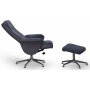 Times frskinnsftlj med fotpall (Recliner) - Mrkgrtt frskinn + Mbeltassar