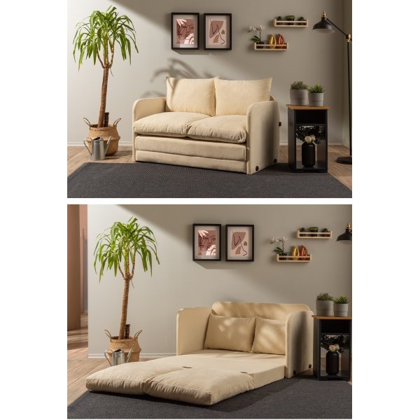 Saga 2-sits bäddsoffa - Cream Saga 2-sits bäddsoffa - Cream
