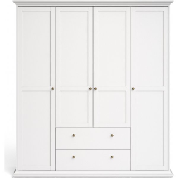Armoire Paris avec 4 portes et 2 tiroirs - Blanc Armoire Paris avec 4 portes et 2 tiroirs - Blanc