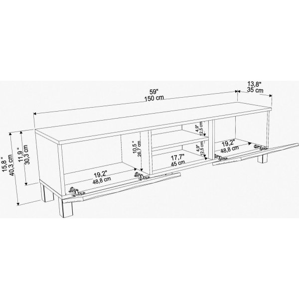 Banc multimdia Linda - Chne saphir/blanc