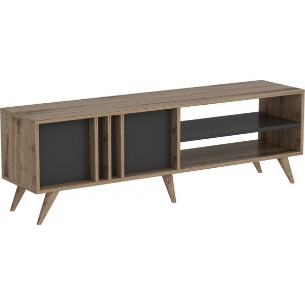 Rilla mediabank 150 cm - Antraciet/eiken