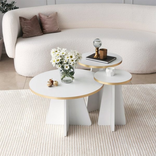 Table basse champignon Ø60 cm - Doré/blanc Table basse champignon Ø60 cm - Doré/blanc