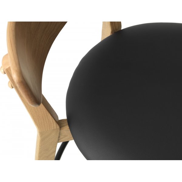 Chaise de comptoir Tatomanto - PU noir/chêne Chaise de comptoir Tatomanto - PU noir/chêne