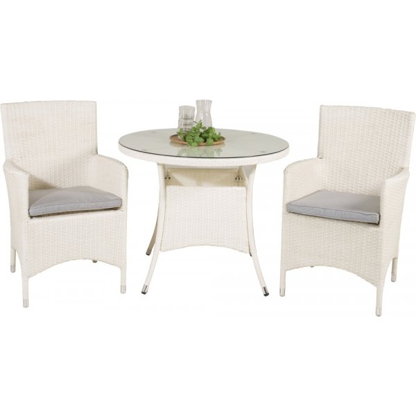 Volta utematgrupp med 2 st Malin stolar - Grå/Vit Volta utematgrupp med 2 st Malin stolar - Grå/Vit