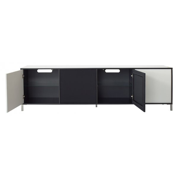 Happy Mediabnk B230 cm - 4 Luckor (vit | svart)