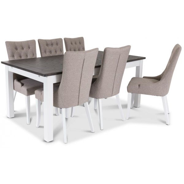 Skagen Matgrupp med 6 st Tuva Denise stolar med Beige tyg