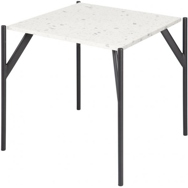 Terrazzo sidobord 50x50 cm - Terrazzo Bianco & underrede AIR i svart metall