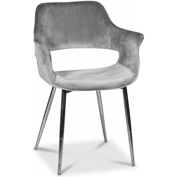 Flap karmstol - Gr sammet / kromade ben