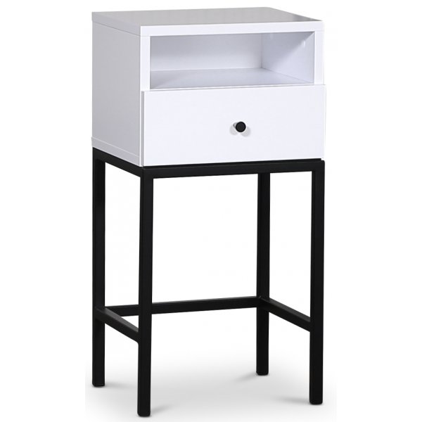 Stilo V.2 sängbord med låda Vit / Svart Stilo V.2 sängbord med låda Vit / Svart