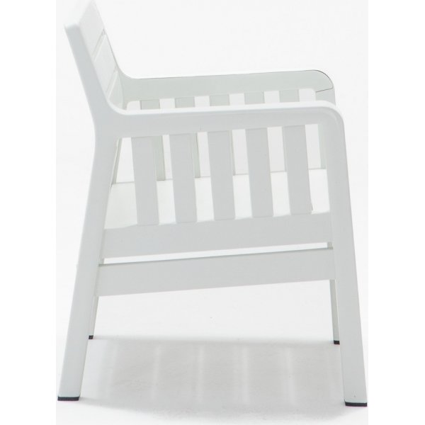 Groupe salon Lara avec canapé 3 places, 2 fauteuils et table sans coussins - Blanc Groupe salon Lara avec canapé 3 places, 2 fauteuils et table sans coussins - Blanc