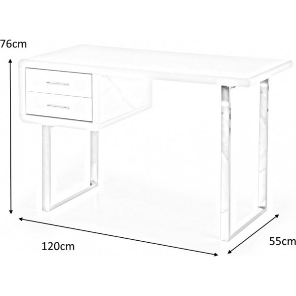 Bureau Fernanda 120x55 cm - Blanc (Haute brillance) / chrome Bureau Fernanda 120x55 cm - Blanc (Haute brillance) / chrome