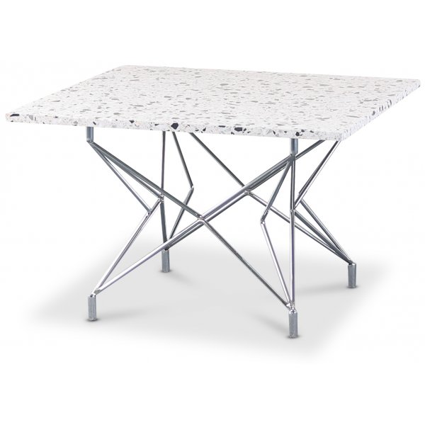 Terrazzo soffbord 75x75cm - Cosmos Terrazzo & underrede Star krom