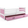 Juniorsng rhus med frvaringslda 90 cm - Vit/Rosa