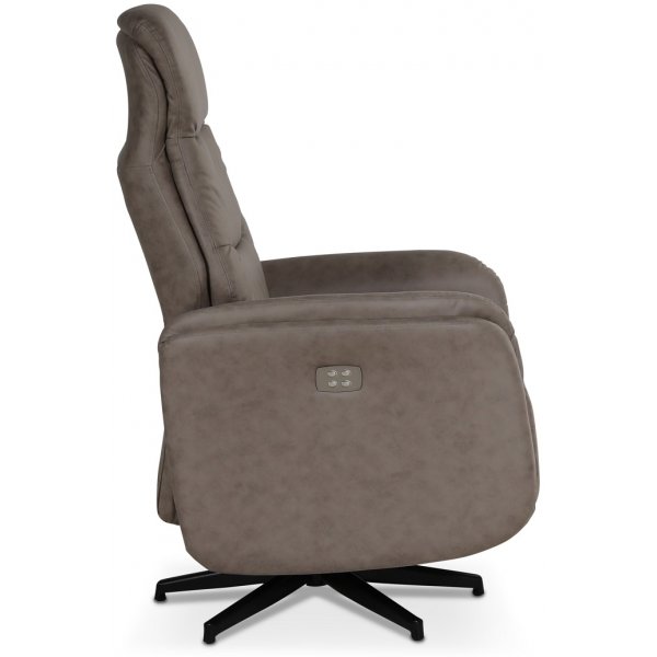 Comfort Saga (el) reclinerf�t�lj med inbyggt fotst�d - Gr�beige ecol�der