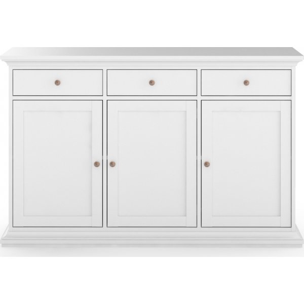 Buffet Paris avec 3 armoires et 3 tiroirs - Blanc