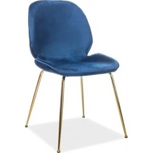 Chaise de salle  manger Adrien - Velours bleu