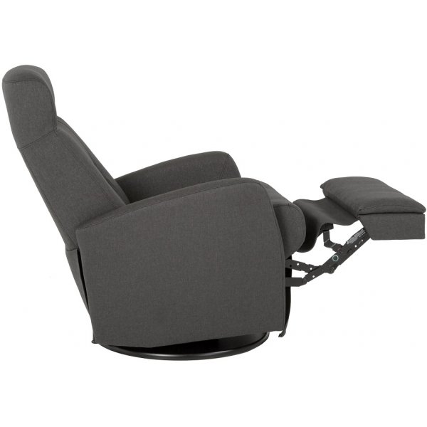 Frans reclinerfåtölj med gungfunktion och snurr - Grå tyg Frans reclinerfåtölj med gungfunktion och snurr - Grå tyg