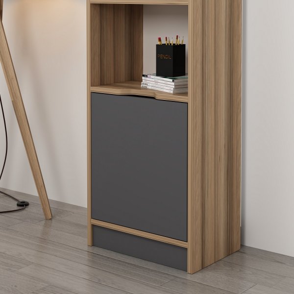 Elina boekenkast 1 - Walnoot/antraciet