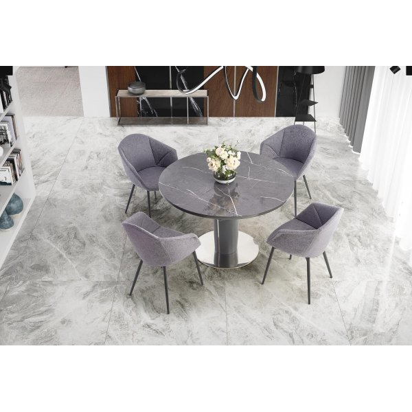 Market eettafel 120-160 cm - Grijs marmer/donkergrijs Market eettafel 120-160 cm - Grijs marmer/donkergrijs