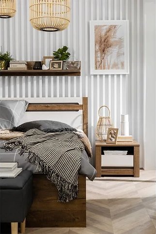 Table de chevet Ruso - Chêne/blanc perle Table de chevet Ruso - Chêne/blanc perle