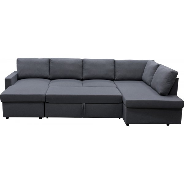 Bddsoffa U-modell mrkgr - Trn + Textilrengring fr mbler