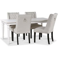 Paris matgrupp vitt bord med 4 st Windsor stolar i beige tyg med rygghandtag Paris matgrupp vitt bord med 4 st Windsor stolar i beige tyg med rygghandtag