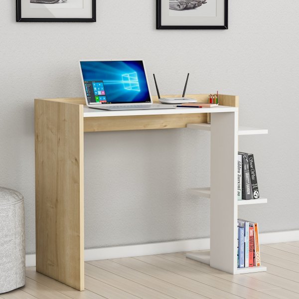 Ruby skrivbord 90,6x46,8 cm - Vit/ek Ruby skrivbord 90,6x46,8 cm - Vit/ek