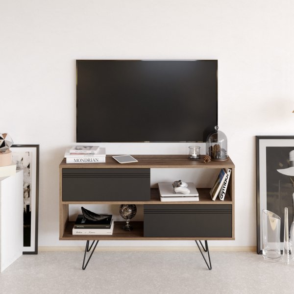 Kerby TV-bänk - Antracit/valnöt Kerby TV-bänk - Antracit/valnöt
