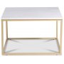 Table basse Mida en marbre blanc 75x75 cm avec pitement en laiton mat