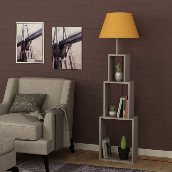 Tower golvlampa - Ljus mocka/gul