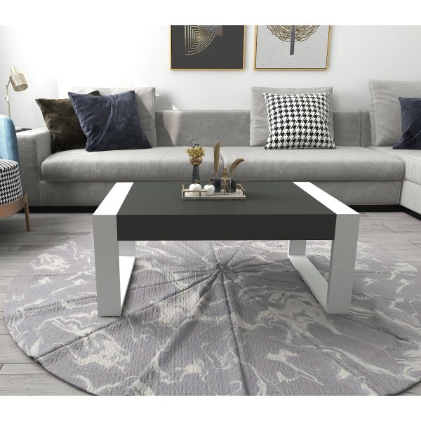 Retro soffbord 90 x 50 cm - Vit/antracit Retro soffbord 90 x 50 cm - Vit/antracit