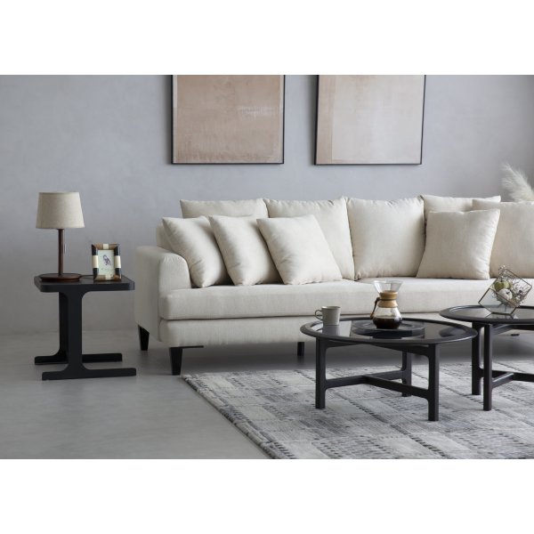 Soffa beige 4-sits med lsa kuddar - Remy