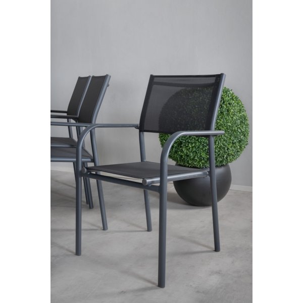 Paola utematgrupp med 6 st Santorini stolar - Svart/Natur