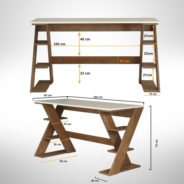Lungo skrivbord 140 x 60 cm - Mörk ek/vit Lungo skrivbord 140 x 60 cm - Mörk ek/vit