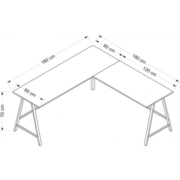 Bureau d'angle Team 180 x 60 cm - Noir Bureau d'angle Team 180 x 60 cm - Noir