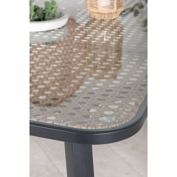 Paola utematgrupp med 6 st Lindos stolar - Beige/Svart/Natur Paola utematgrupp med 6 st Lindos stolar - Beige/Svart/Natur