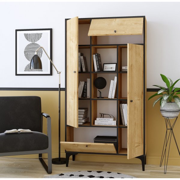 Armoire Pera - Chêne saphir/noir Armoire Pera - Chêne saphir/noir