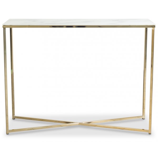 Palasso konsolbord 100 x 35 cm - Mssing / Ljus marmorering
