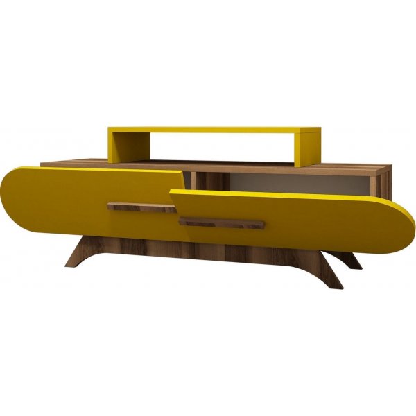 Banc multimédia Rose - Noyer/jaune Banc multimédia Rose - Noyer/jaune