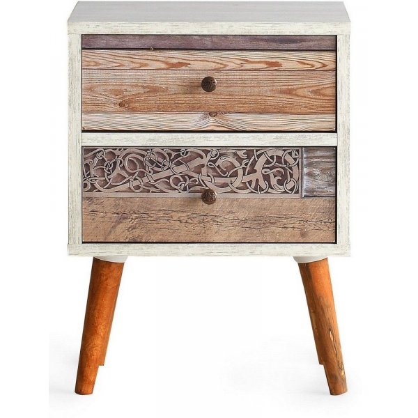 Malm nachtkastje - Wit/walnoot