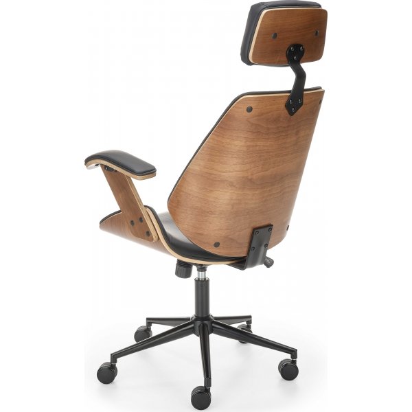 Skrivbordsstol i valnöt & svart ekoläder Skrivbordsstol i valnöt & svart ekoläder