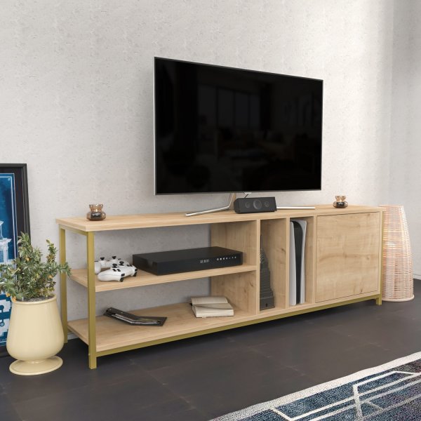 Oneida TV-bänk - Guld/ek Oneida TV-bänk - Guld/ek