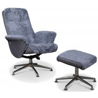 Times fåtölj med fotpall (Recliner) - Ljusgrått fårskinn Times fåtölj med fotpall (Recliner) - Ljusgrått fårskinn