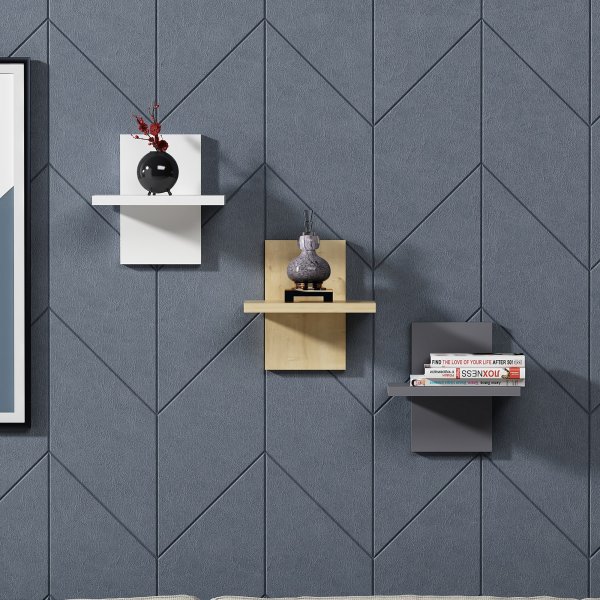 Quincy wandplank Wit/antraciet/eiken Quincy wandplank Wit/antraciet/eiken