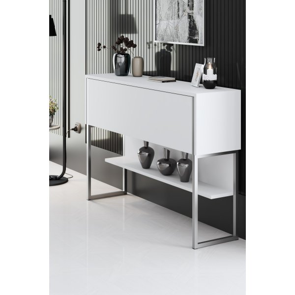 Table relief Lux 120 x 30 cm - Blanc/argent