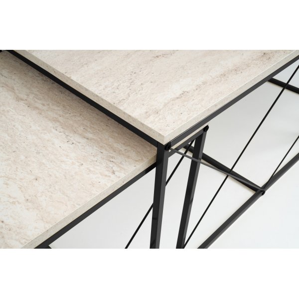 Ensemble de table basse Defne - Noir/marbre Ensemble de table basse Defne - Noir/marbre