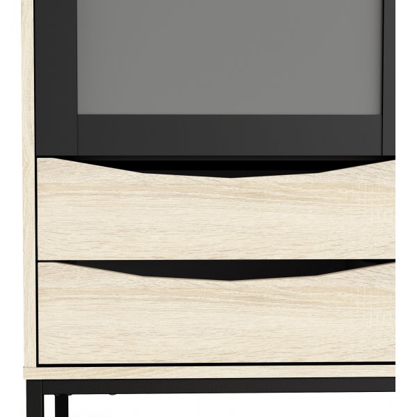 Stoppelvitrinekast - Zwart/eiken Stoppelvitrinekast - Zwart/eiken