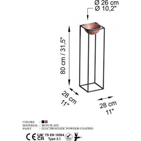 Pot Plato 20 - Noir/cuivre