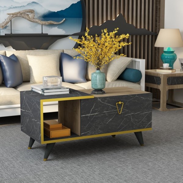 Engel soffbord 90 x 40 cm - Valnöt/marmor Engel soffbord 90 x 40 cm - Valnöt/marmor